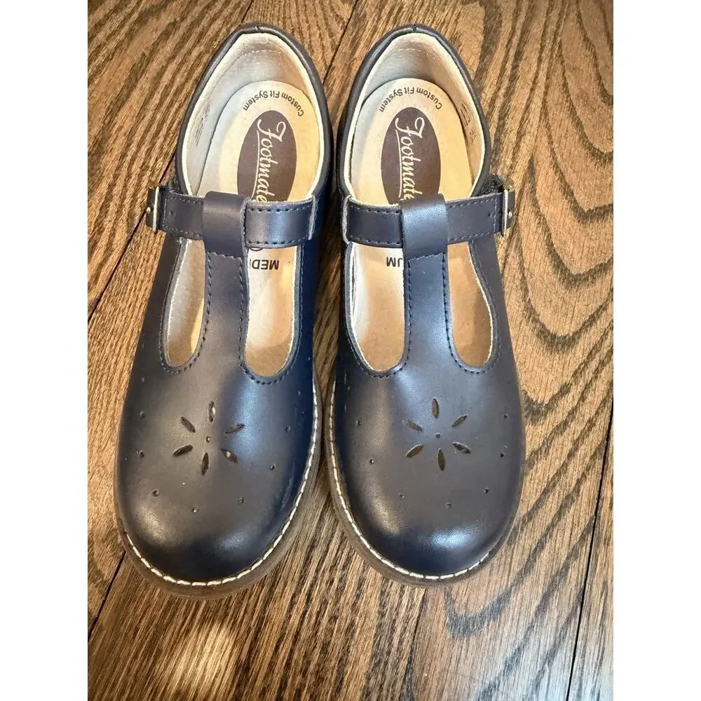 FOOTMATES Sherry Leather Mary Janes Navy Blue Girls School Dress Shoes Size 13
